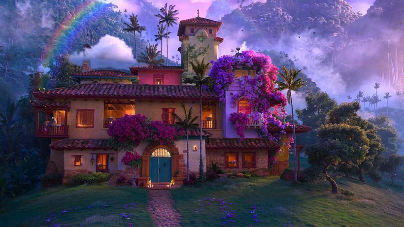 The Madrigal family home features various regional Colombian traits, including its colonial style and flowering balconies.
