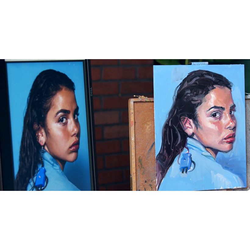Side by Side Reference and Finished Painting