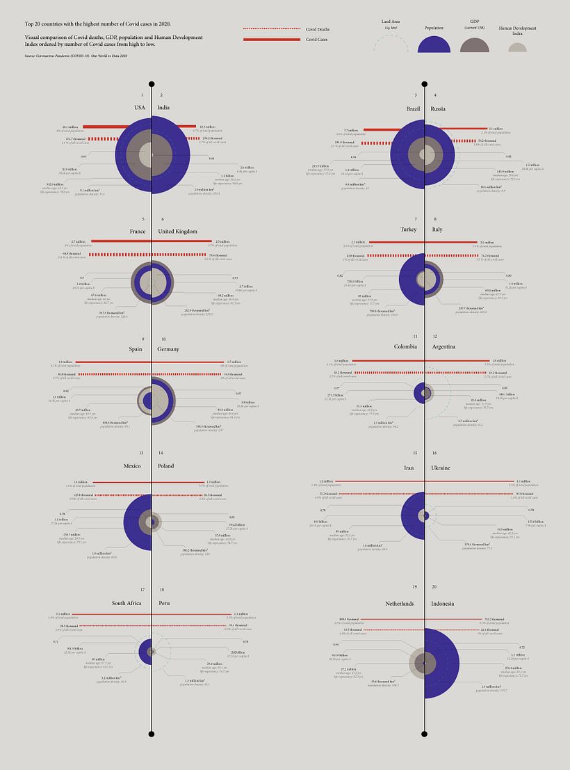 Dissection of Top 20 Countries with Highest Covid Cases in 2020