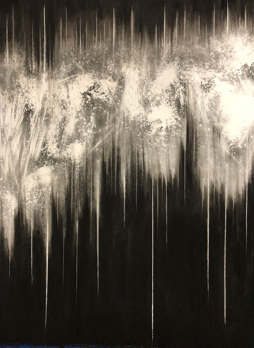 Abstract work, charcoal and conte on paper