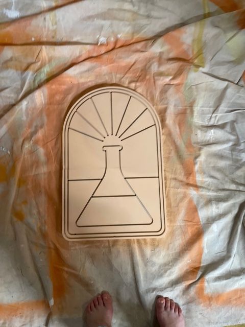 The sign after painting it.