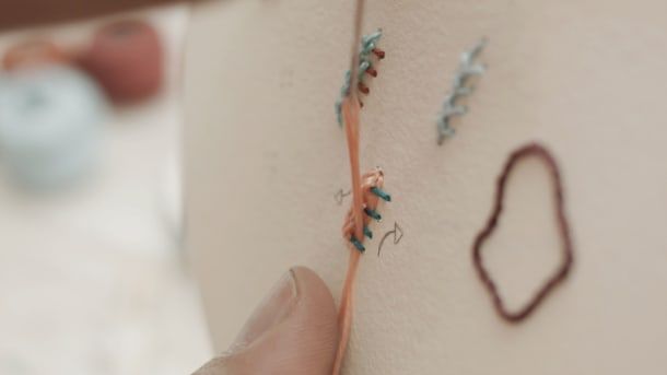 Detail of stitches.