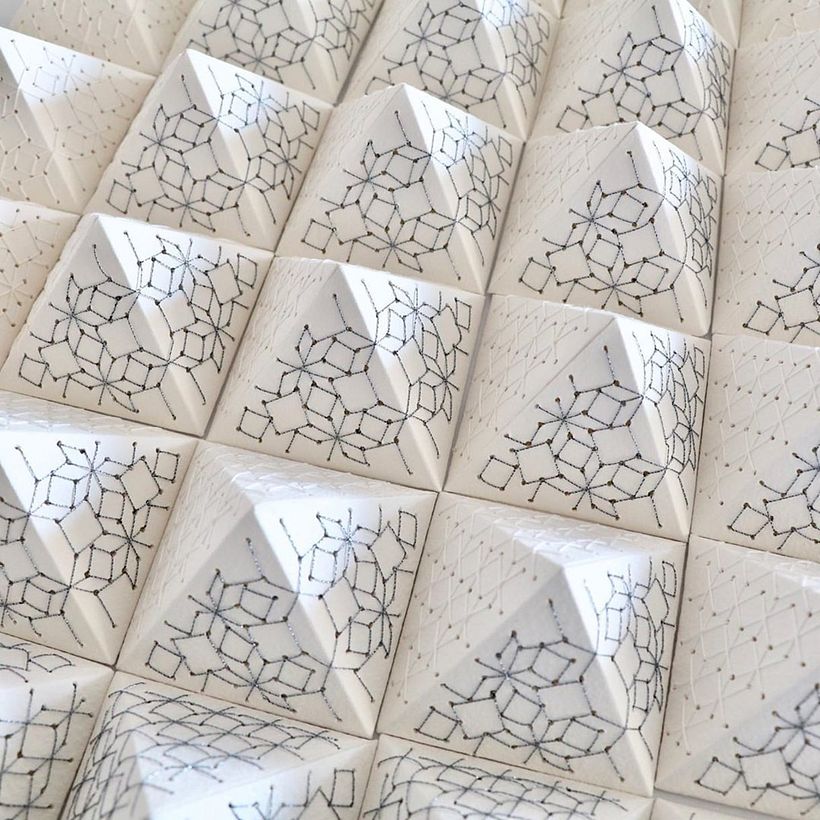 Liz Sofield's experimental works adopt traditional origami techniques.