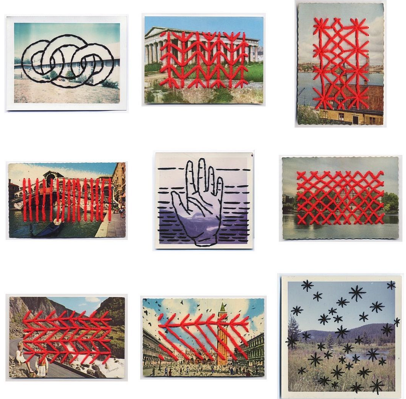 Emily Barletta's signature style pairs polaroids and thread.