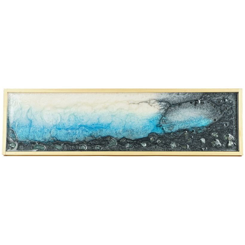 Resin & Sea Glass in Wood Frame