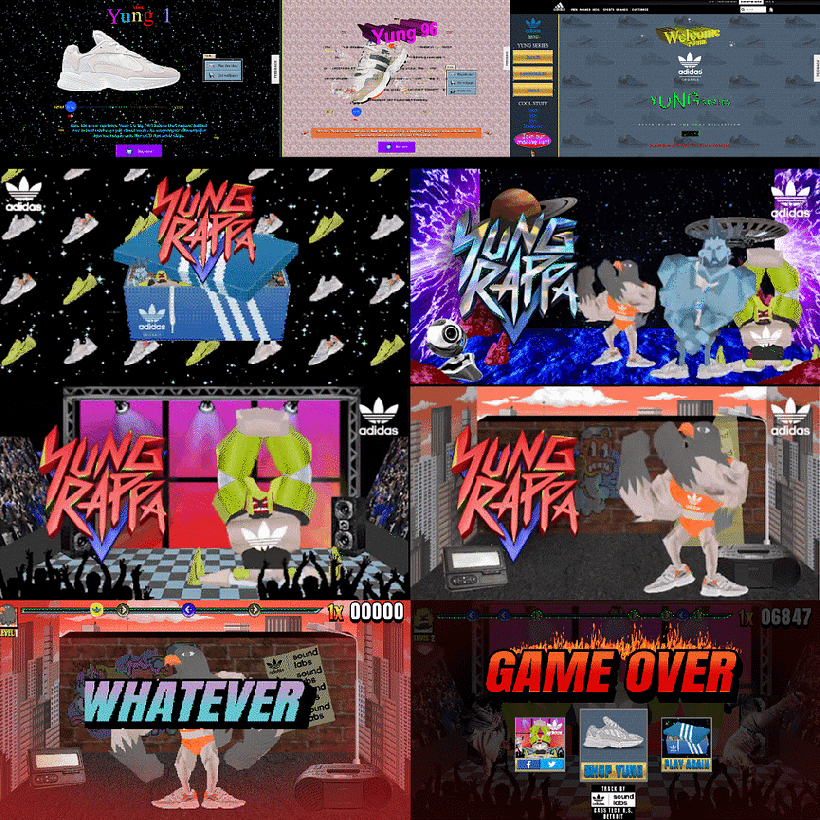 Screenshots from the website and the online video game