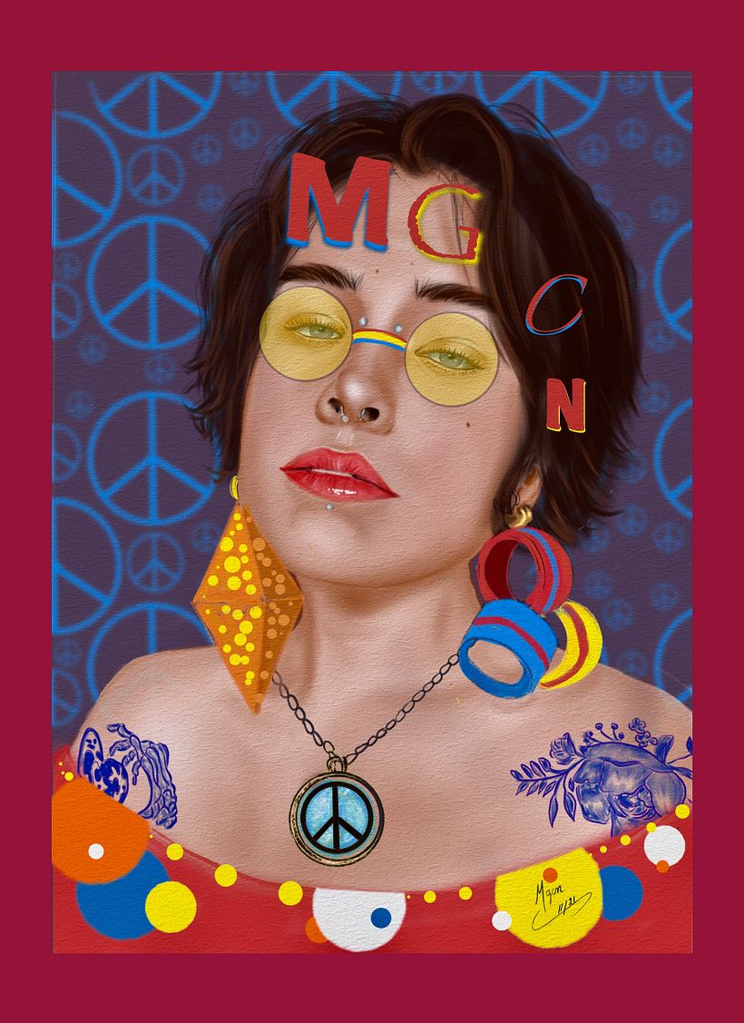 Mi Proyecto del curso: Retrato creativo ilustrado con Procreate “Amor y Paz” 1