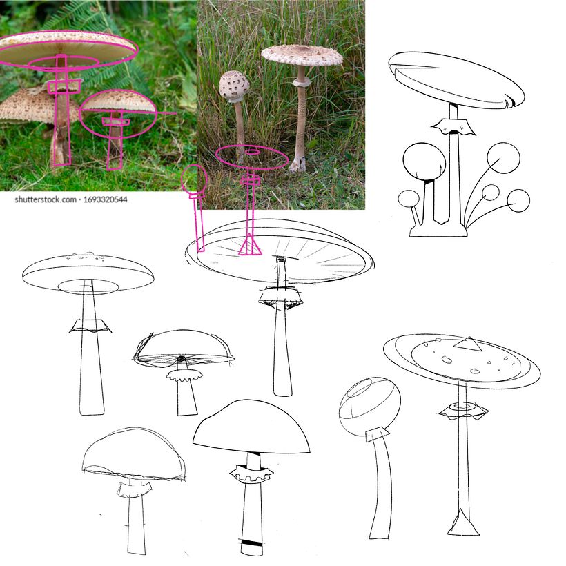 experimenting with parasol mushroom design