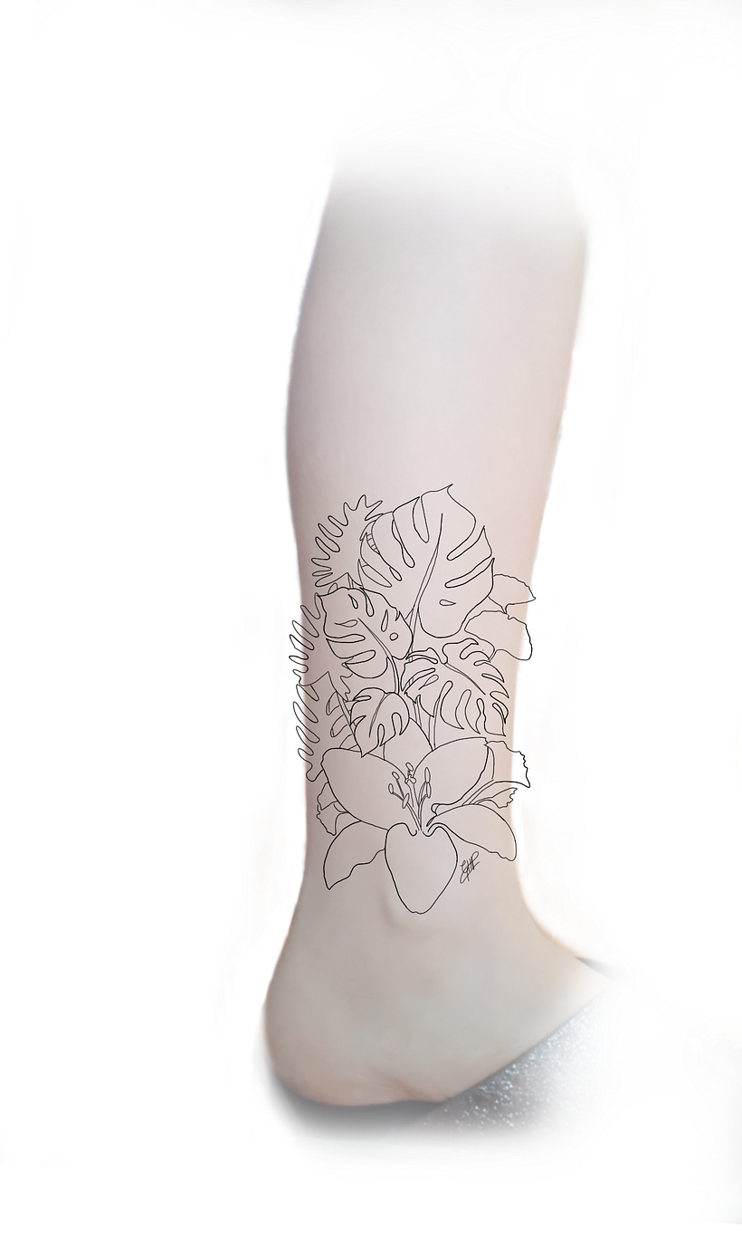 Mi Proyecto del curso: Tatuaje botánico con puntillismo 1