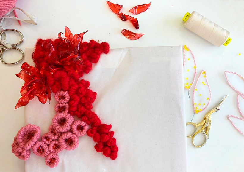 Starting the embroidery