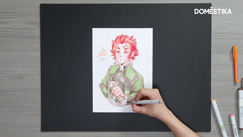 Use different line thicknesses and intensities to highlight, saturate or darken specific areas.