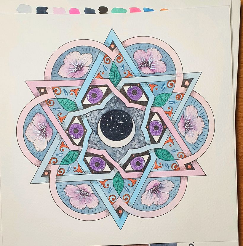 Ilustración con mi paleta personal, basándome en mi estilo y combinando las flores del ejercicio anterior.