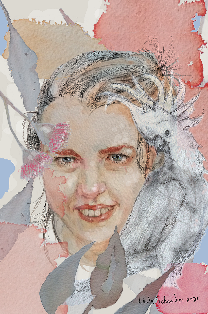 My watercolours merged via GIMP.
