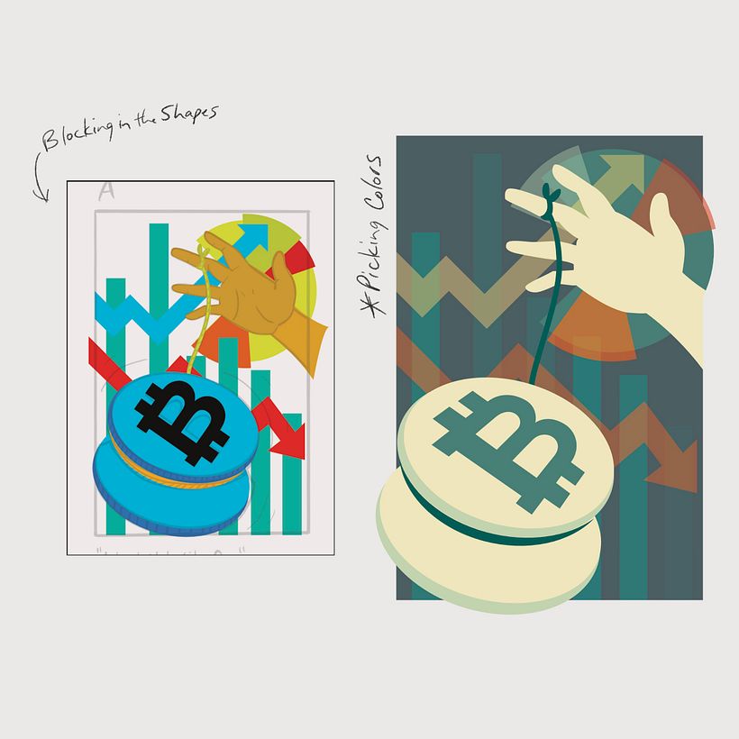 I brought my first choice into Affinity Designer and vectorized the shapes. Then I played with color.