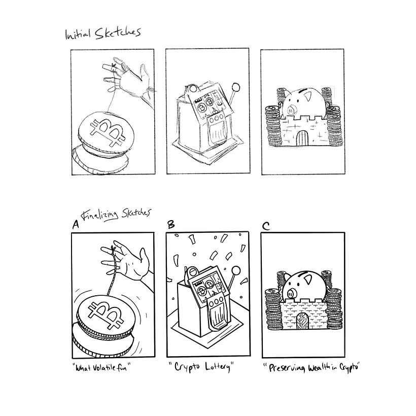 I made cleaner sketches to send to my "Art Director". And moved forward with the top pick.