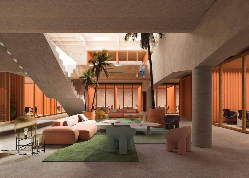 Central area Atrium. Lower floor.