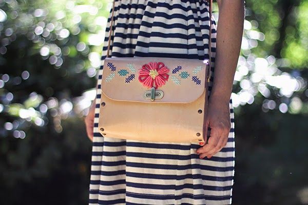 Embroidering into leather 2
