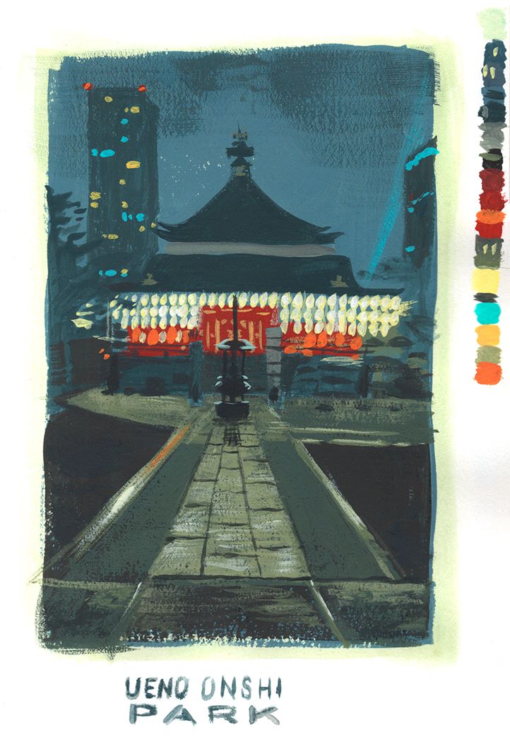 Tokyo Sketchbook Painting Studies - Personal Project.  1