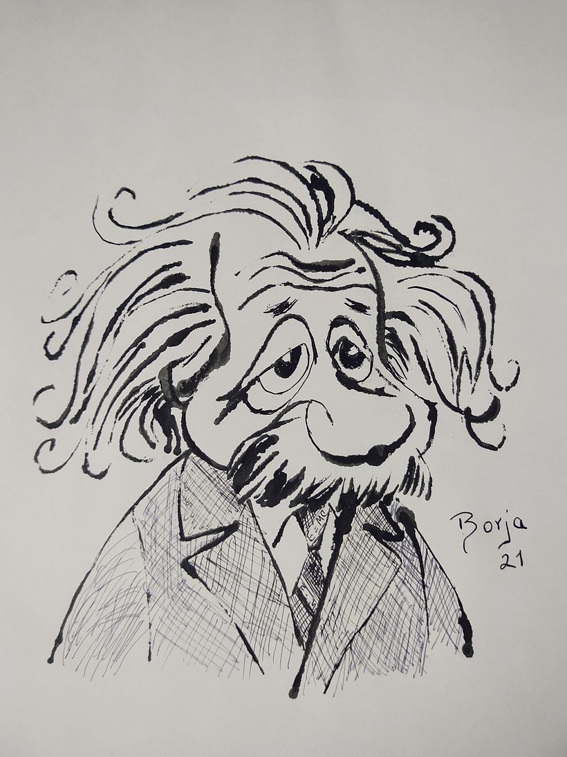 Einstein  (técnica blotted) tinta china