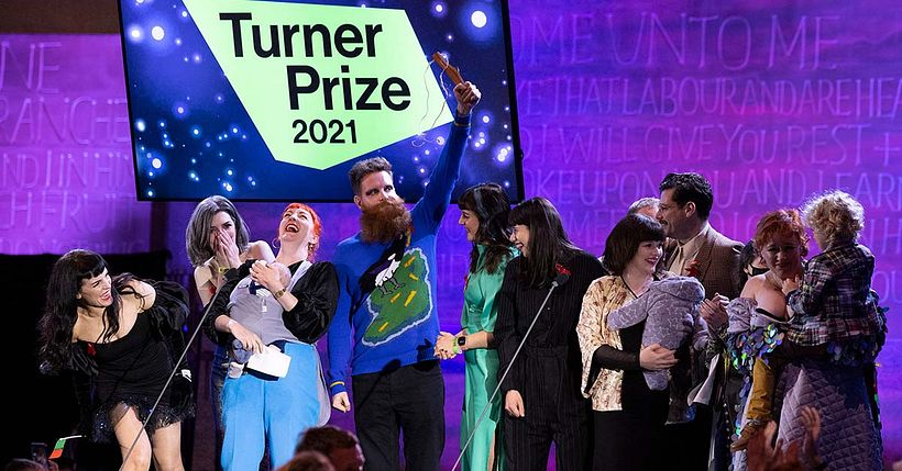 Array Collective receive the Turner Prize 2021. Photo credit: Turner Prize press release courtesy tate.org.uk.
