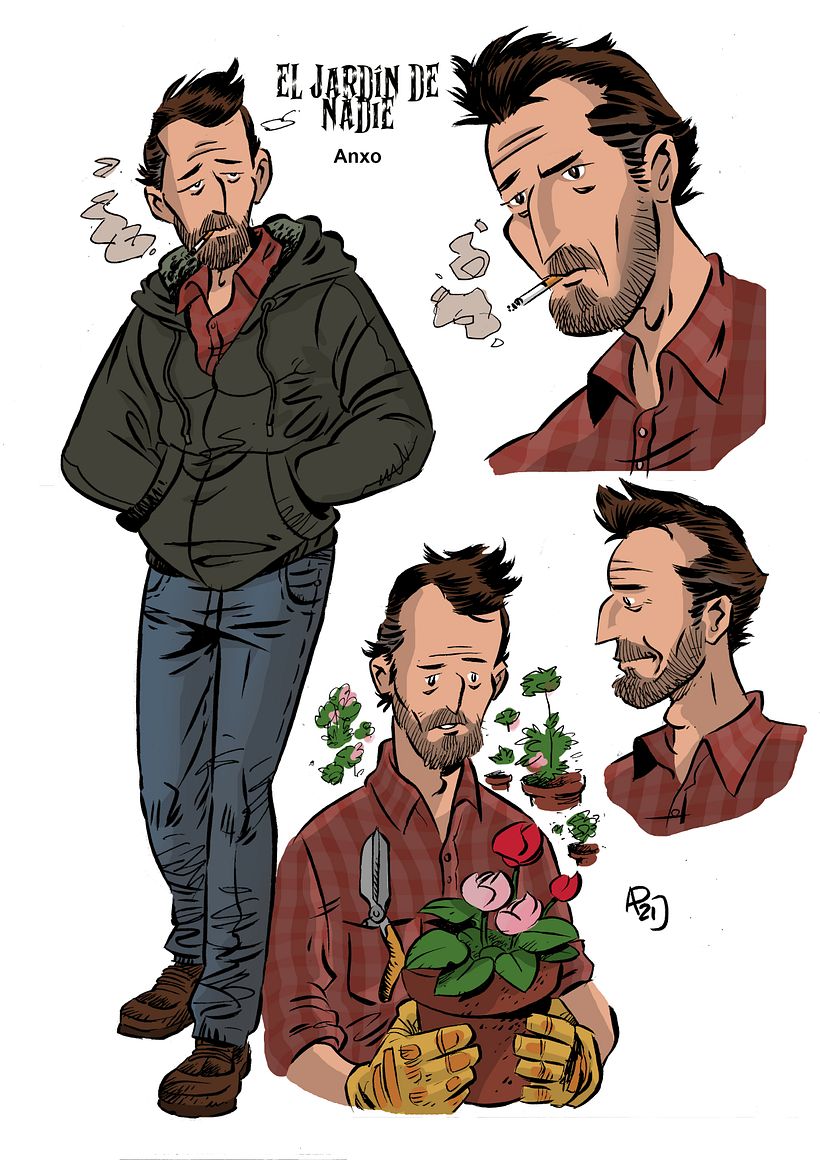 EL JARDÍN DE NADIE (Personajes. Guión de David Braña. Dibujo de Alberto Peral) - Design