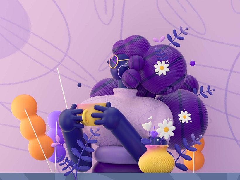 Coffee with Nature: My Project in Bring Playful 3D Illustrations to life. 2