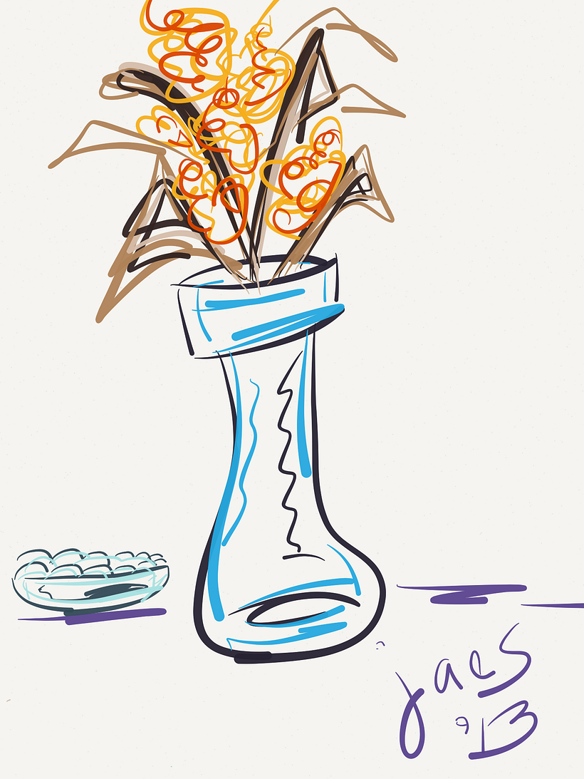 Still Life - digital version;  drawing created in Adobe Sketch
