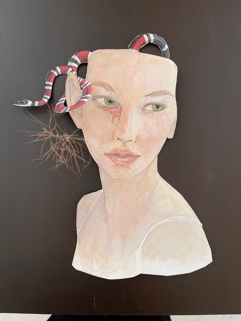 Unfinished Elfin mixed media collage