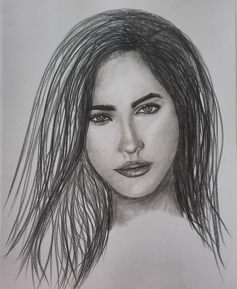 Dessin au crayon pour femme au parapluie