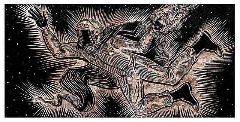 The Yuri Gagarin Epic Tryptich Woodcuts 2