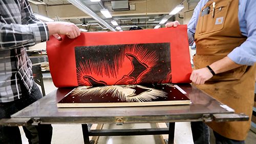 The Yuri Gagarin Epic Tryptich Woodcuts 5