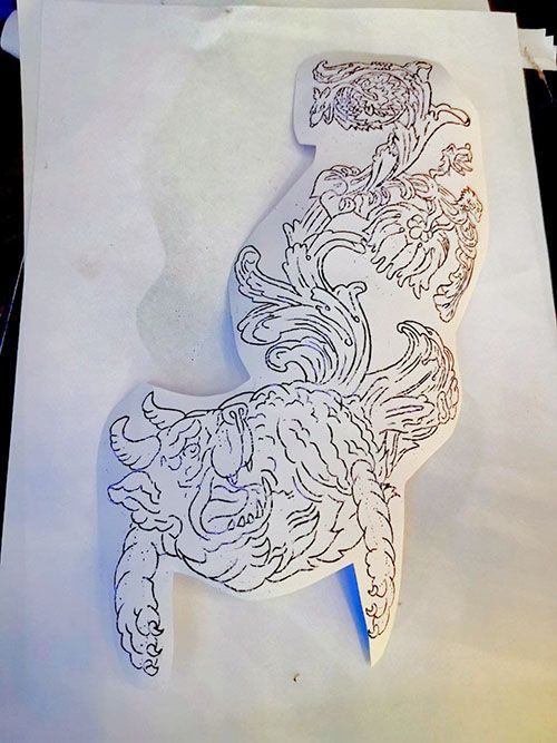 the stencil - Unfortnuately I dont own a thermoprinter, so I have to do it kinda old-schoolisch with bare hands.