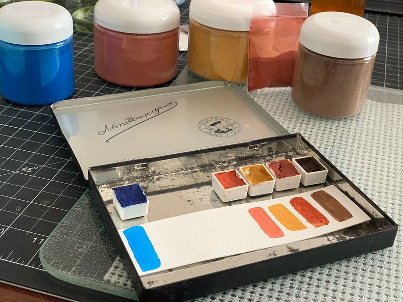 On the right, terra colors. Left Monte Carlo Blue