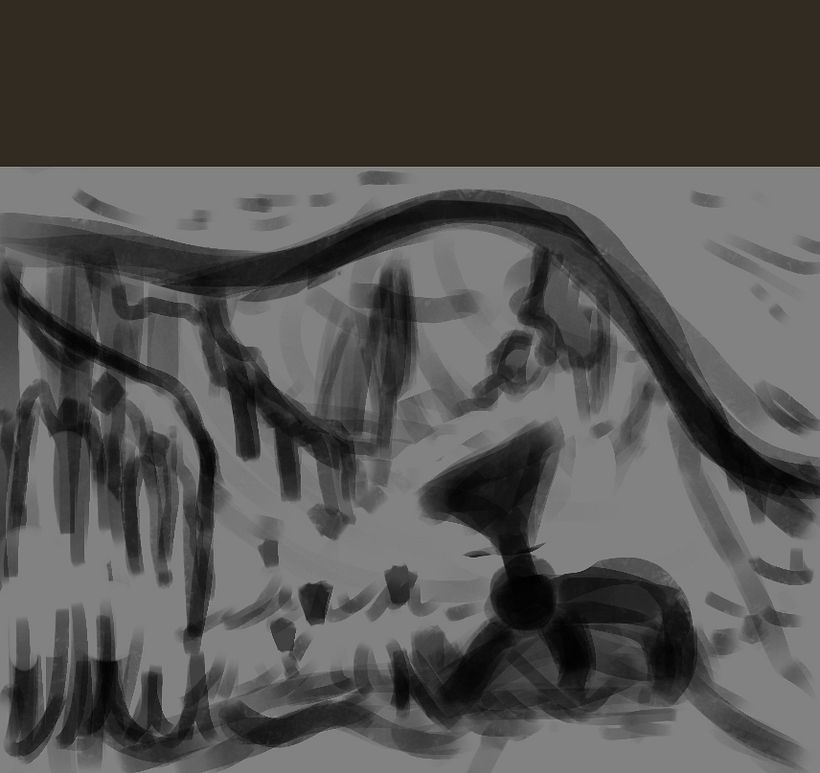 My first sketch wascrazy. I just want to fit everything in there. I found there were too many details and it was distracting.