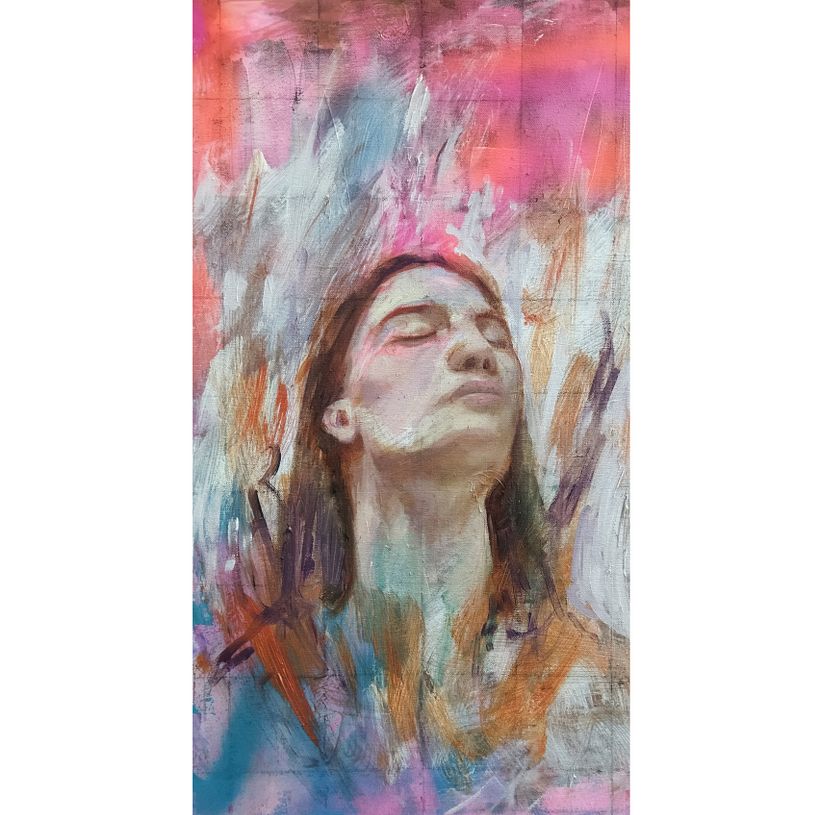 My project in Experimental Portraiture: Fusing Oil, Acrylic, and Spray Paint course 2