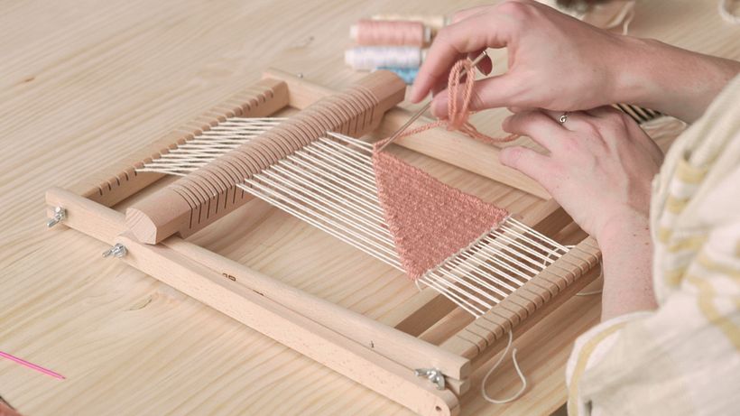 Create a diagonal line as you weave.