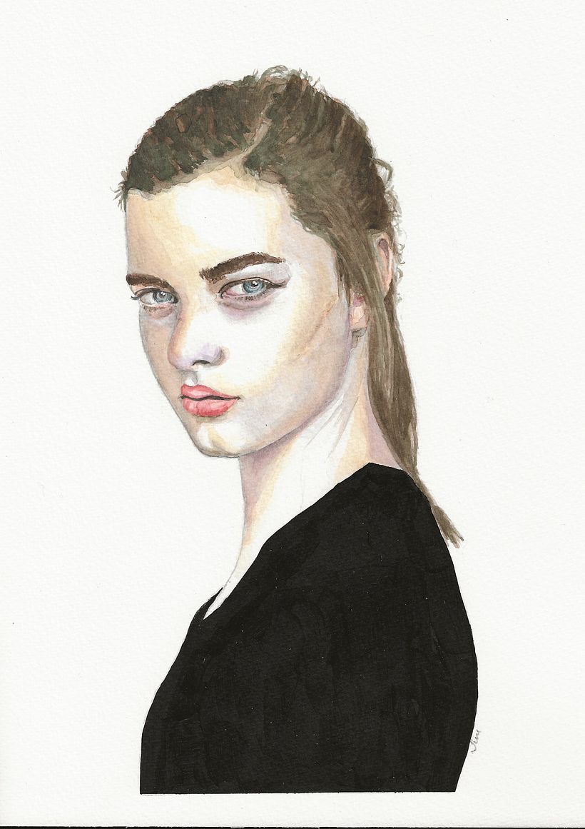 Did exactly what I was told not to do and tried to erase pencil before paint was dry, hence the 'scar' on her cheek! :)