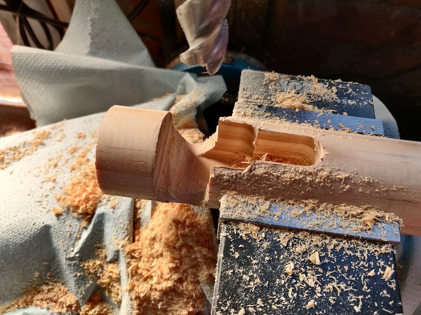Custom Lamp out of wood in combination with copper 2