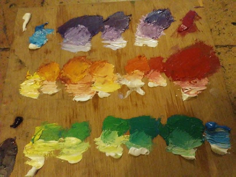 Trabajando la mezcla de colores.