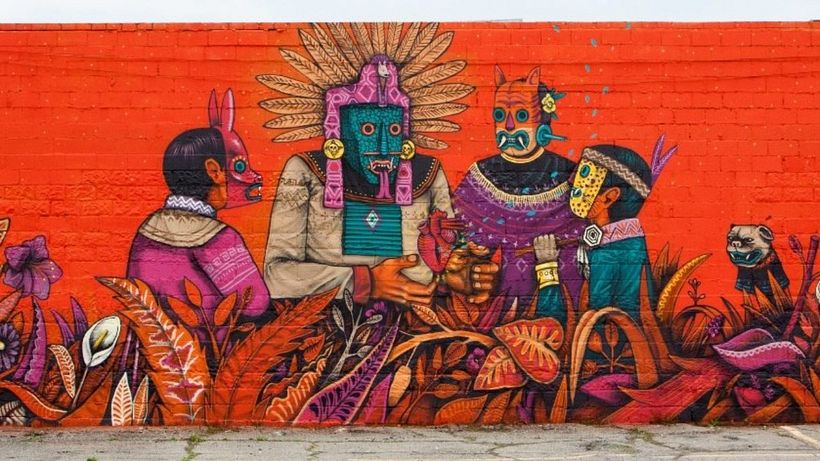 Mural de Saner en Detroit, Estados Unidos.