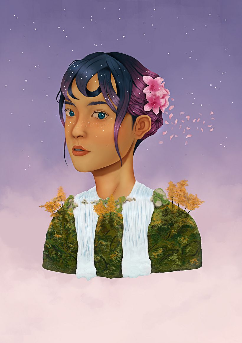 My Final project in Digital Fantasy Portraits with Photoshop course "Mother Nature" 1