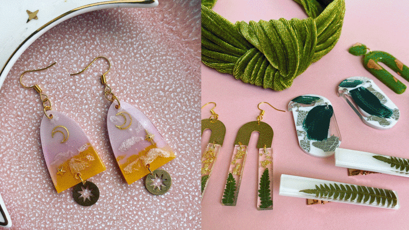 Learn to make a resin jewelry collection with Mia Winston-Hart below.