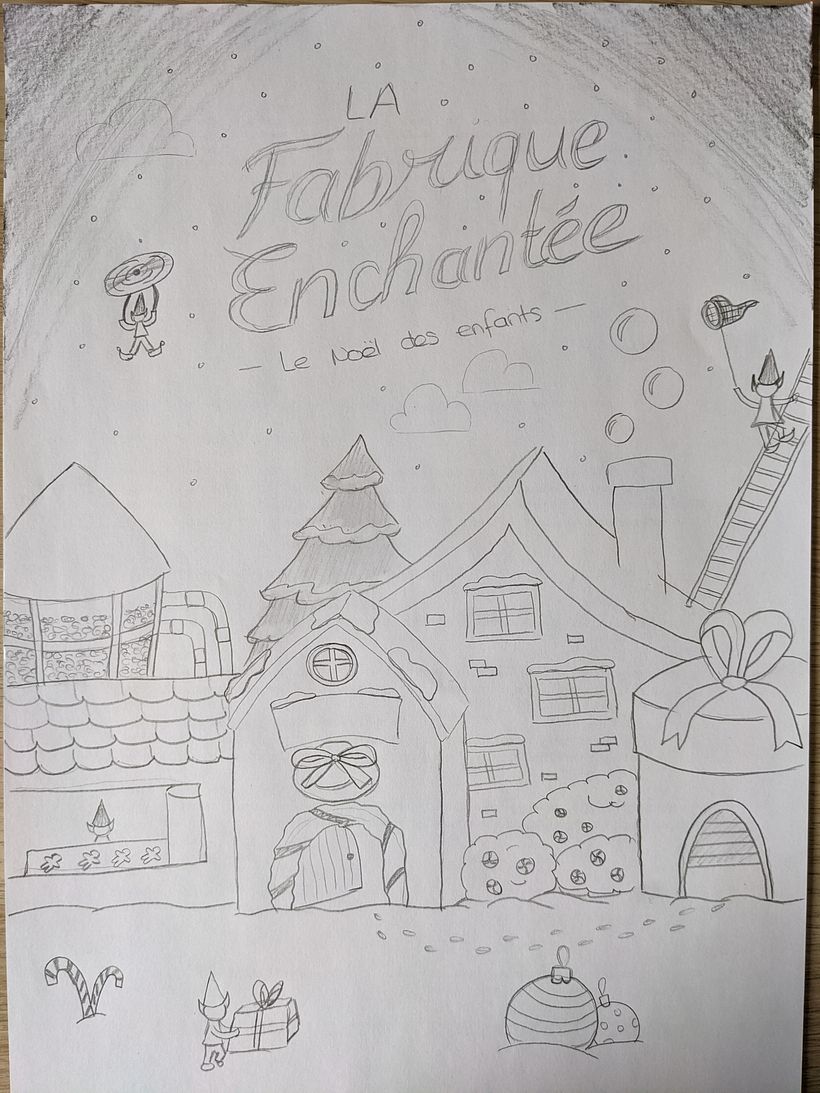 Croquis de l'affiche avec la première idée de nom (qui changera par la suite)