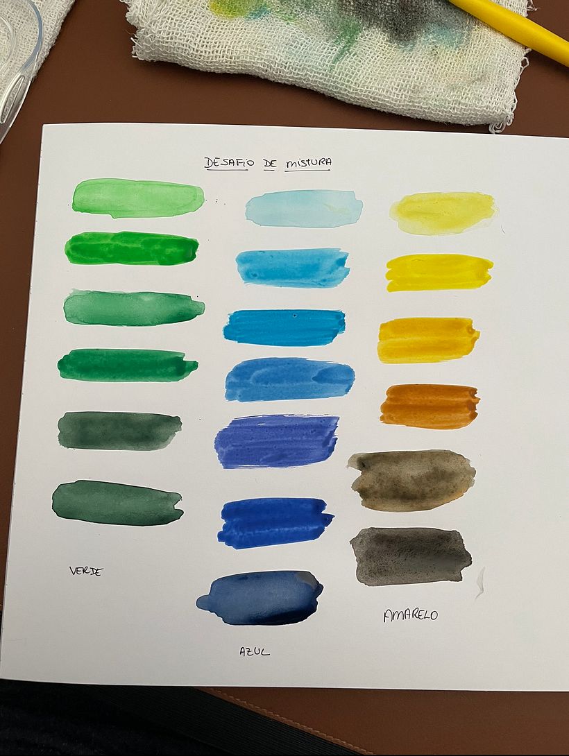 Desafio de mistura - verde/azul/amarelo