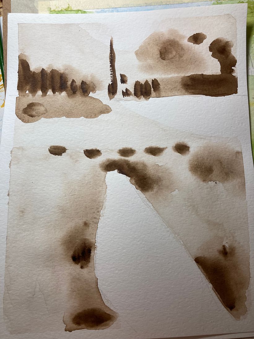 first sketch with the tonal washes