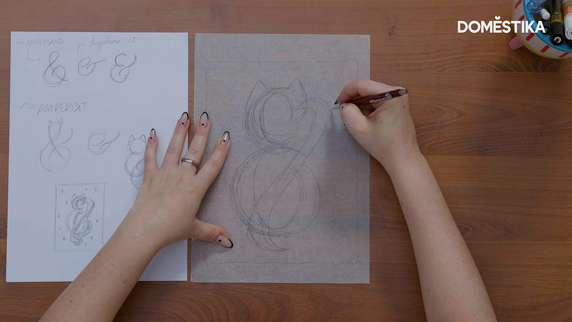 Utilize uma folha de papel manteiga para criar a ampliação do seu desenho