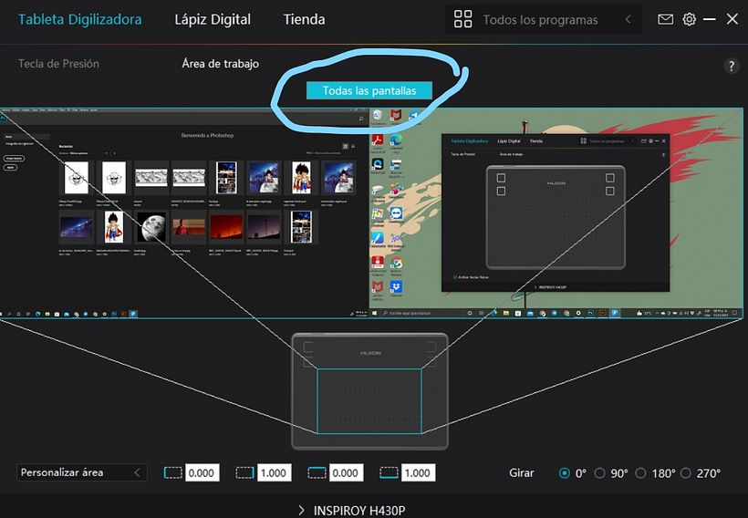 Problema con la extensión de pantalla (monitor + tableta gráfica) - PROBLEMA RESUELTO 2