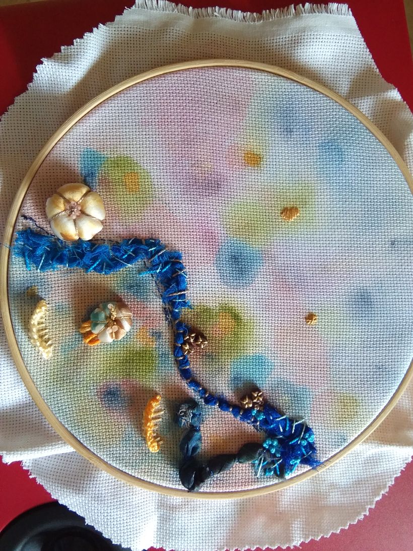 Watercolours as a basis for my creative stitches