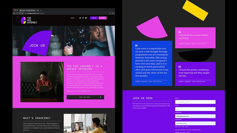 Egg Assembly website design