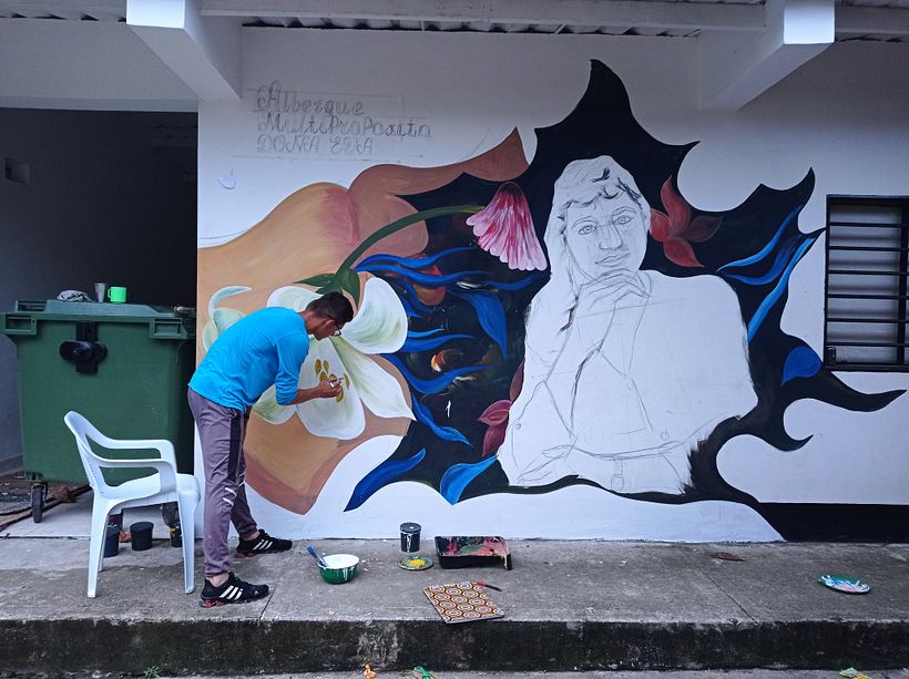 Mural en Proceso, fue muy bonito poder compartir con las personas allegadas al lugar donde se realizo la pintura.
